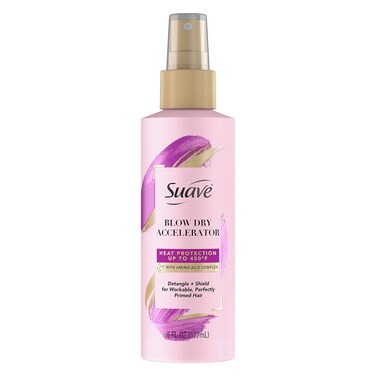 Suave Pink Blow Dry Accelerator Hair Heat Protector Heat Protecting Spray Heat Protectant Spray and Detangler 6 oz