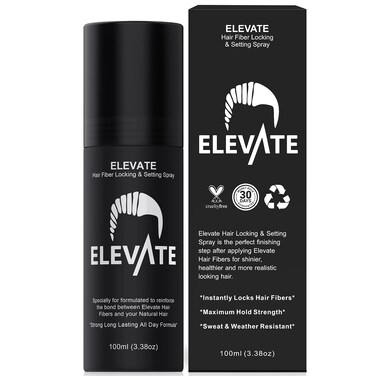 Elevate Hair Fiber Locking &amp; Setting Hold Spray   New Advanced Long Lasting Formula   2-6 Month Supply   Strong Formula for Wind, Sweat, and Weather Resistant for Men and Women