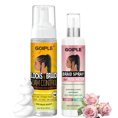 Braid Foam Control Mousse for Twist, Locs, Braids - Lightweight Rose Mint Spray for Dreads, Dreadlocks, Itchy Scalp (2PCS)