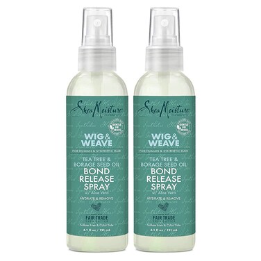SheaMoisture Bond Release Hair Spray for Wig and Weave, Tea Tree Oil, Borage Seed Oil &amp; Aloe Vera, Alcohol Free Hairspray to Soften and Remove Wig Glue &amp; Weave Adhesive, 2 Pack - 4.1 Fl Oz Ea