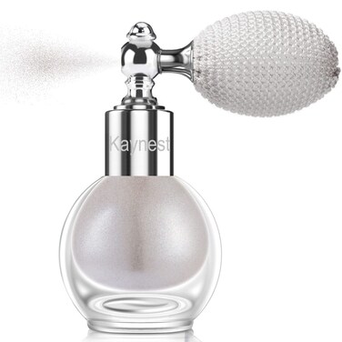 Highlighter Powder Spray, Longwear Glitter Spray for Body, Face, Hair, Shimmer Powder High Gloss Loose Powder Makeup Mist for Festive Party, Stage Shows, Nightclubs, Bar (Metallic Silver)