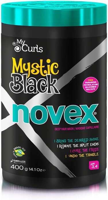 NOVEX Mystic Black Deep Conditioning Mask - Baobab Oil Protects, Adds Moisture, Controls Frizz, Enhances Shine - Rich in Vitamin A, C, D and E - Omega 3, 6 and 9 (400g/14.1 OZ