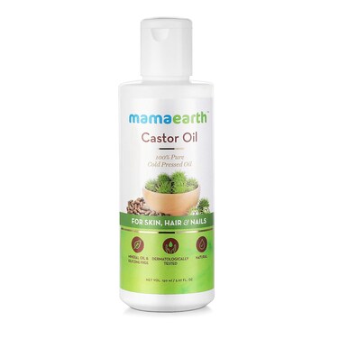 Mamaearth Castor Oil   Cold Pressed Oil for Eyebrow &amp; Eyelash Growth   Organic &amp; Natural Oil for Hair Growth, Radiant Skin &amp; Strong Nails   5.07 Fl Oz (150ml)