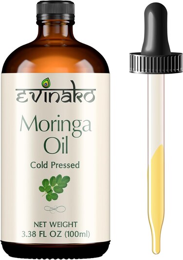 Moringa Oil 100% Pure (3.38 fl oz) - Premium Cold-Pressed Oil for Deep Hydration, Skin Nourishment, Hair Growth Support, and Versatile DIY Beauty Solutions