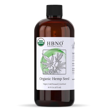 HBNO Organic Hemp Seed Oil -16 OZ (475ml) Value Size - Natural Hemp Oil, Cold Pressed - Perfect Carrier Oil for Massage, Aromatherapy, Diy, Soap Making, Face, Body, Lips, Hair, Nails