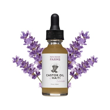 Papa Rozier Farms Lavender Pure Castor Oil of Haiti - Organic Cold Pressed - Hexane Free - 1oz &ndash; Unrefined &ndash; Oil for Hair Growth Treatment, Dry Skin Moisturizer, Eyelashes &amp; Eyebrows, Pack of 1