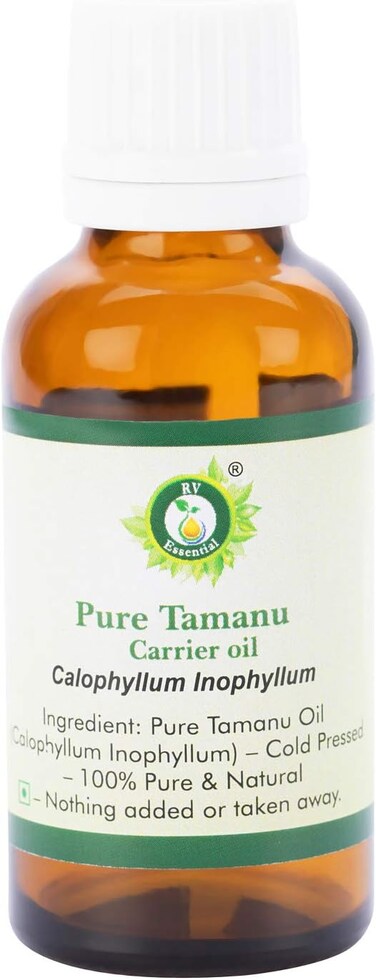 R V Essential Tamanu Oil   Calophyllum Inophyllum   for Hair   for Skin   Unrefined   for Body   for Face   Scalp Massage   Nails   Hydrating   100% Pure Natural   Cold Pressed   30ml   1.01oz