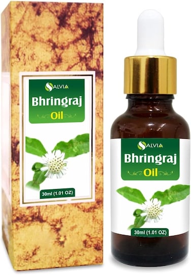 Salvia Bhringraj Oil (Eclipta alba) Pure &amp; Natural - Undiluted Uncut Cold Pressed Premium Oil Use for Aromatherapy, Skin Care &amp; Hair - Therapeutic Grade (1.01 Fl Oz with dropper)