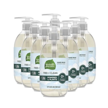 Seventh Generation Liquid Hand Soap Fragrance Free Free &amp; Clean Unscented Hand Soap 12 Fl.oz, Pack of 8