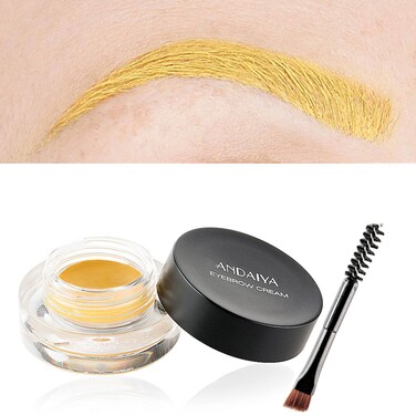 MAEPEOR 12 Colors Eyebrow Pomade Full-pigmented Long Lasting Waterproof Eyebrow Cream Gel Filling &amp; Shaping Tinted Eyebrows Enhancers with Brush for Daily or Cosplay (06 Daffodil)
