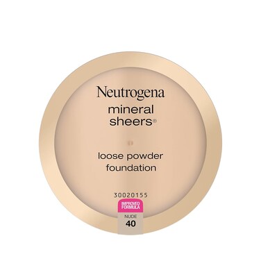 Neutrogena Mineral Sheers Lightweight Loose Powder Makeup Foundation with Vitamins A, C, &amp; E, Sheer to Medium Buildable Coverage, Skin Tone Enhancer, Face Redness Reducer, Nude 40,.19 oz