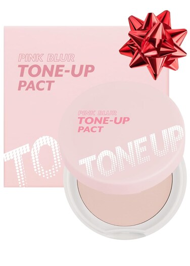 I'M MEME Compact - Tone-up Pact   Korean Pressed Setting Powder for Pink Blur Effect, with Calamine, Mattify Skin, Makeup Foundation, Translucent Compact, Oily Skin, Natural Coverage, 0.35 Oz