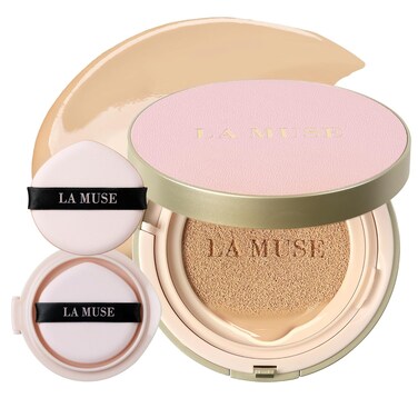 LA MUSE Glow Cushion #21 Light Beige(Pack of 2)   Hydrating Cushion Foundation   Lightweight &amp; Buildable Full Coverage   Natural Dewy Finish   Long-Lasting Foundation Makeup   CC Cream with SPF 50+