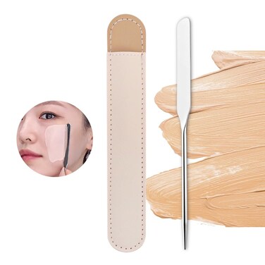 PVBN Make Up Spatula Tool Stainless Steel, Korean Metal Makeup Spatula for Face, Foundation Spatula, Facial Cosmetic Makeup Tool for Professional and Beginner, Mixing Stick Spatula (Silver)