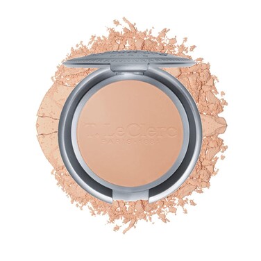 T. Leclerc Compact Pressed Powder - Super-Blendable Face Makeup Longwear Portable Matte Finish Radiant Natural Medium to Full Coverage Airbrushing Mineral Base For Pores &amp; Imperfections (Ambre)