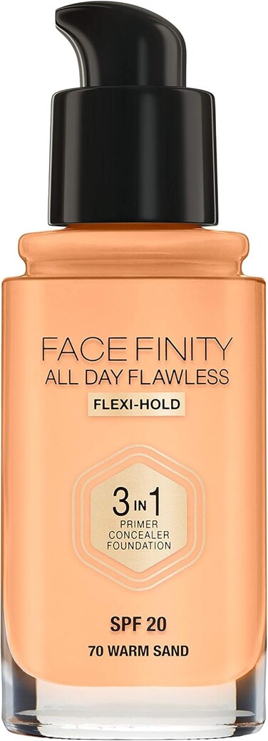 Max Factor Facefinity 3-in-1 All Day Flawless Liquid Foundation, SPF 20-70 Warm Sand, 30 ml