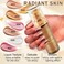 Body Shimmer Oil Body Luminizer Glow For Face,Moisturizing Smooth Shimmer Body Lotion Waterproof Liquid Highlighter Makeup with Makeup Brush-101 Rose Gold