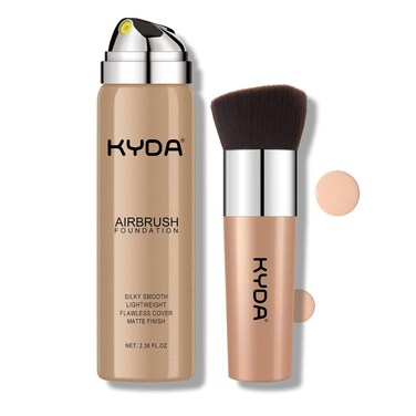 KYDA AirBrush Foundation Spray, Silky Foundation Mist Makeup, Flawless Coverage for Smooth Creamy Nude Finish, Breathable Blendable Lasting Formula-#125 Nude Beige