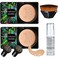 2PCS Mushroom Head Air Cushion CC Cream BB Cream Foundation Full Coverage Foundation 24HR Matte Oil Control Concealer With Makeup Face Primer &amp; Petal-Shaped Cosmetics Brush（Natural）