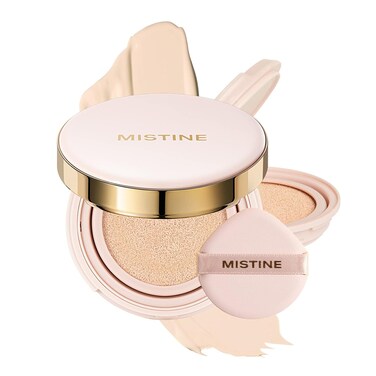 MISTINE Cushion Foundation Breathable Medium Coverage with Satin Finish,Long-Lasting, Oil-Moisture Balance Foundation Makeup,Contains 80% Beauty Serum for Combination Skin,Refill Included,Fair Ivory