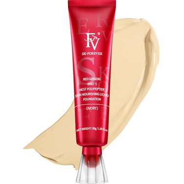 FV Waterproof Liquid Foundation with Matte Finish, Lightweight, Oil-Free, Natural Look Makeup for Combination &amp; Oily Skin, Light to Medium Coverage, Ivory, 1 fl. oz.
