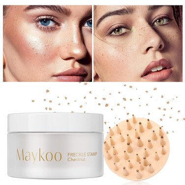 Freckle Stamp Natural Like Freckle Pen Makeup Fake Freckles Cushion Waterproof Long Lasting Quick Dry, Get Sun-kissed Stars Makeup Freckle in One Press, Chestnut, 15g