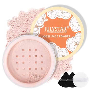 Pink Setting Loose Face Powder, Oil Control Minimizes Pore, Loose Baking Pink Setting Powder with Triangle Puff, Soft Focus Pink Setting Powder, Matte Flawless Finish,8g 02 Pink Complexion