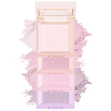 4 in 1 Blush Palette, 4 Colors Matte Face Powder Blush for Cheek, Soft Pink, Peach, Lavender, Purple Face Blusher Rouge Long Lasting High Pigment Lightweight Blush Highlighter Korean Makeup