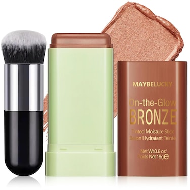 Cream Contour Stick for Cheeks Tint, Multi-Use Makeup Highlighter Blush Bronzer Stick, Natural Glow Solid Moisturizer Stick Blendable Illuminator On-the-Go Shimmer Cream Contour Makeup-03