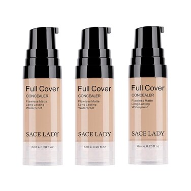 3 Pack Pro Full Cover Liquid Concealer, Waterproof Smooth Matte Flawless Finish Creamy Concealer Foundation for Eye Dark Circles Spot Face Concealer Makeup, Size:3&times;6ml/0.20Fl Oz, Natural