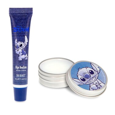 Disney Stitch Denim Lip Balm Duo   Mad Beauty   Blueberry Scent   Lip Care Gift Set   Cruelty-Free   Skincare Gift for Women, Adults, and Kids