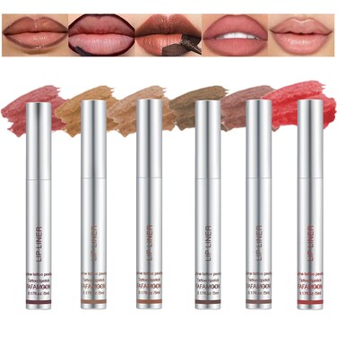 Upgrade 6 Colors Peel Off Lip Liner Set, Peel Off Lip Liner Tattoo, Long Lasting Matte Lip Stain Peel Off, Infused with Hyaluronic Acid &amp; Vitamin E, Lip Makeup Gift for Women