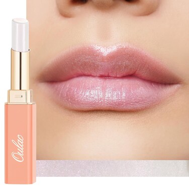 Oulac Moisturizing Shine Lipstick - Giltter Tinted Lip Balm Hydrating, Lip Plumper, Glossy Finish, Sheer Coverage with Pearlescent, Smooth for All Skin, Cracked and Chapped Lips, 2.2g/0.07oz (S03)