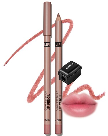 THESAEM Cover Perfection Lip Pencil - Slim, Easy-Blend &amp; Overlip Makeup, Creamy Matte Lip Liner, Long-Lasting with Built-In Sharpener (04 Taro)