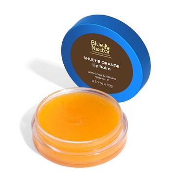 Blue Nectar Ayurvedic Orange Lip Balm with Organic Ghee &amp; Natural Vitamin C for Dry Lips   Moisturizing Lip Gloss with Clean Ingredients (0.35 oz, 10 Herbs)