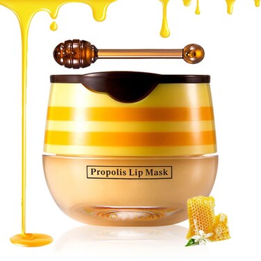 Lip Balm Honey Lip Mask, Hydrating Propolis Lip Sleeping Mask, Moisturizing &amp; Prevention Dry and Cracked Lip Scrubs Exfoliator, Lip Repair Nourishes the Lip Skin