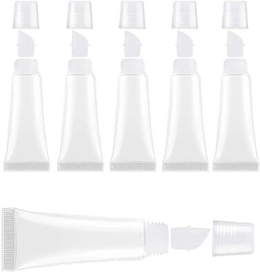 BlingKingdom 6pcs Lip Gloss Tubes 8ml Clear Soft Empty Lip Balm Containers Refillable Mini Cosmetic Tubes for Comestic Makeup and Travel Toiletries