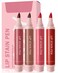 Lip Stain Liner Pen Set-4 Pcs Hydrating Lip Stain Lip Liner Pencil Kit,Longlasting Waterproof Smudgeproof Matte Color Look,Precise Chisel Tip Smooth,Women's Day Makeup Gift Kit for Women Girl