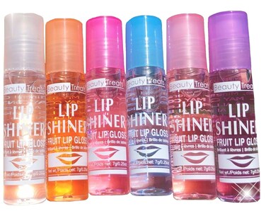 Lip Shiner Roll-On Fruit Lip Gloss By ; 6 Piece Assortment Set, 0.25Oz / 7G Each