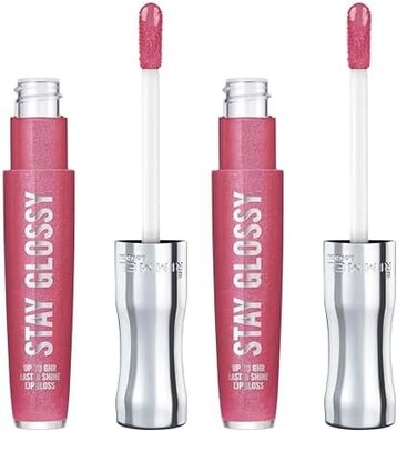 Rimmel Stay Glossy Lip Gloss - Non-Sticky and Lightweight Formula for Lip Color and Shine - 123 Back Row Smooch, .18oz (Pack of 2)