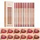ZUK Pudaier 12Pcs Lip Liner Pencil Set, Oak Matte Lip Liners Long-Lasting Waterproof Lip Liner Pack Natural Smooth Lip Makeup Pencils