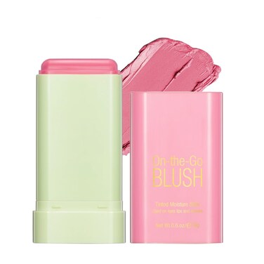 Multi-Use Cream Blush Stick,2-in-1 On-the-Go Blush for Cheek and Lip Tint,Waterproof Hydrating Tinted Solid Moisturizer Blendable Natural Grow Nude Face Blush Makeup,01 shy pink