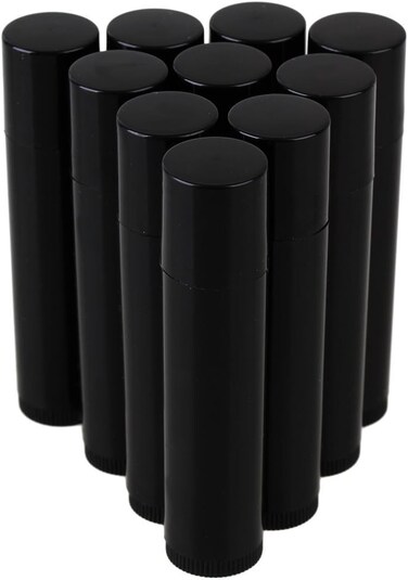 25Pcs 5G 5ML Empty Plastic Lip Balm Tubes Containers Lip Gloss Storage Container (Black)
