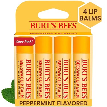 Burt's Bees Lip Balm - Original Beeswax, Lip Moisturizer With Responsibly Sourced Beeswax, Tint-Free, Natural Origin Conditioning Treatment, 4 Tubes, 0.15 oz.