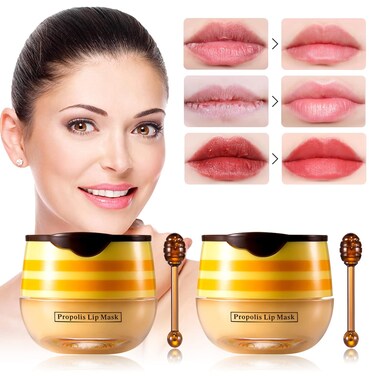 2 PCS Honey Lip Balm Honey Pot, Honey Lip Mask, Reduces Lip Lines, Hydrate &amp; Moisturizing Lip Skin Care, Prevention Dry Cracked Lips, Honey Lip Balm for Lip Repair Treatment