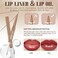 Double-ended Lip Liner with Clear Lip Oil, Moisturizing High Shine Transparent Lip Glow Oil with Nude Pink Lip Liner Set, Non-Sticky Plumping Lip Gloss Combo Lipstick Makeup-02