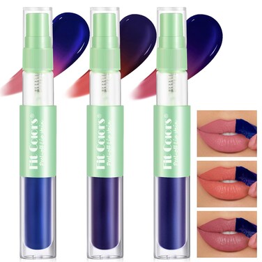 3 Colors Matte Peel Off Lip Liner Stain Set, Moisturizing Tattoo Magic Color Lip Gloss with Bottle, High Pigmented Long Lasting Liquid Lipstick, Waterproof Nude Red Lip Makeup, 01+02+03