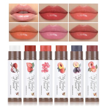 Tinted Lip Balm, Tinted Chapstick 2 in 1 Moisturizing Lip Balm and Buildable Lipstick, Instant Hydration Chapped Lips and Pale Lips, Keep Lips Hydrated Lip Moisturizer, 0.16Oz, Pack of 6