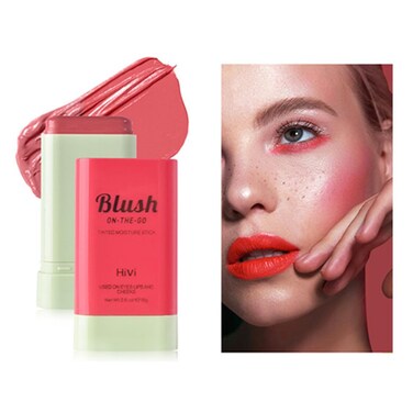 LAMUSELAND Cream Blush Stick, Multi Use Waterproof Natural Face Blush, Moisturize, Long-lasting, Pigmented &amp; Blendable, Matte Makeup Blush Stick for Cheeks Eyes Lips (peach pink)
