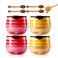 4 Pcs Bee Lip Balm Honey Pot,Honey &amp; Strawberry Lip Mask Propolis Moisturizing Lip Balm. (2Pcs Honey &amp;2Pcs Strawberry)